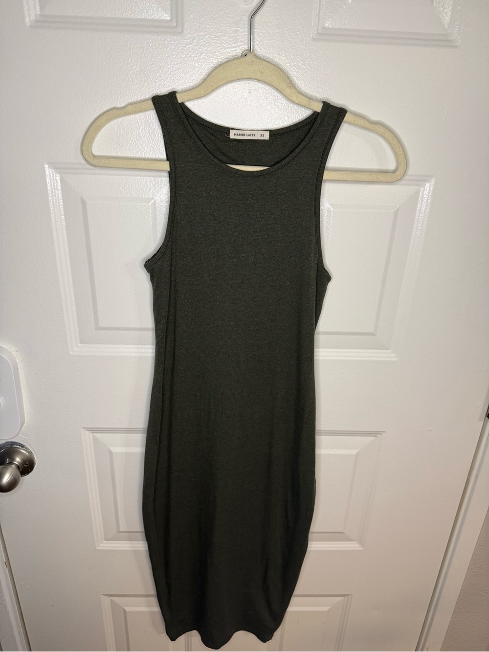 Marine Layer Women’s XS Olive Green Tank Midi Dress Sleeveless Casual Stretch